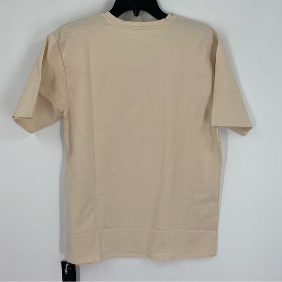 Shora Men’s Sustainably Source Short Sleeve Crew Neck Cream Basic Stretchy Tee S - Picture 3 of 3